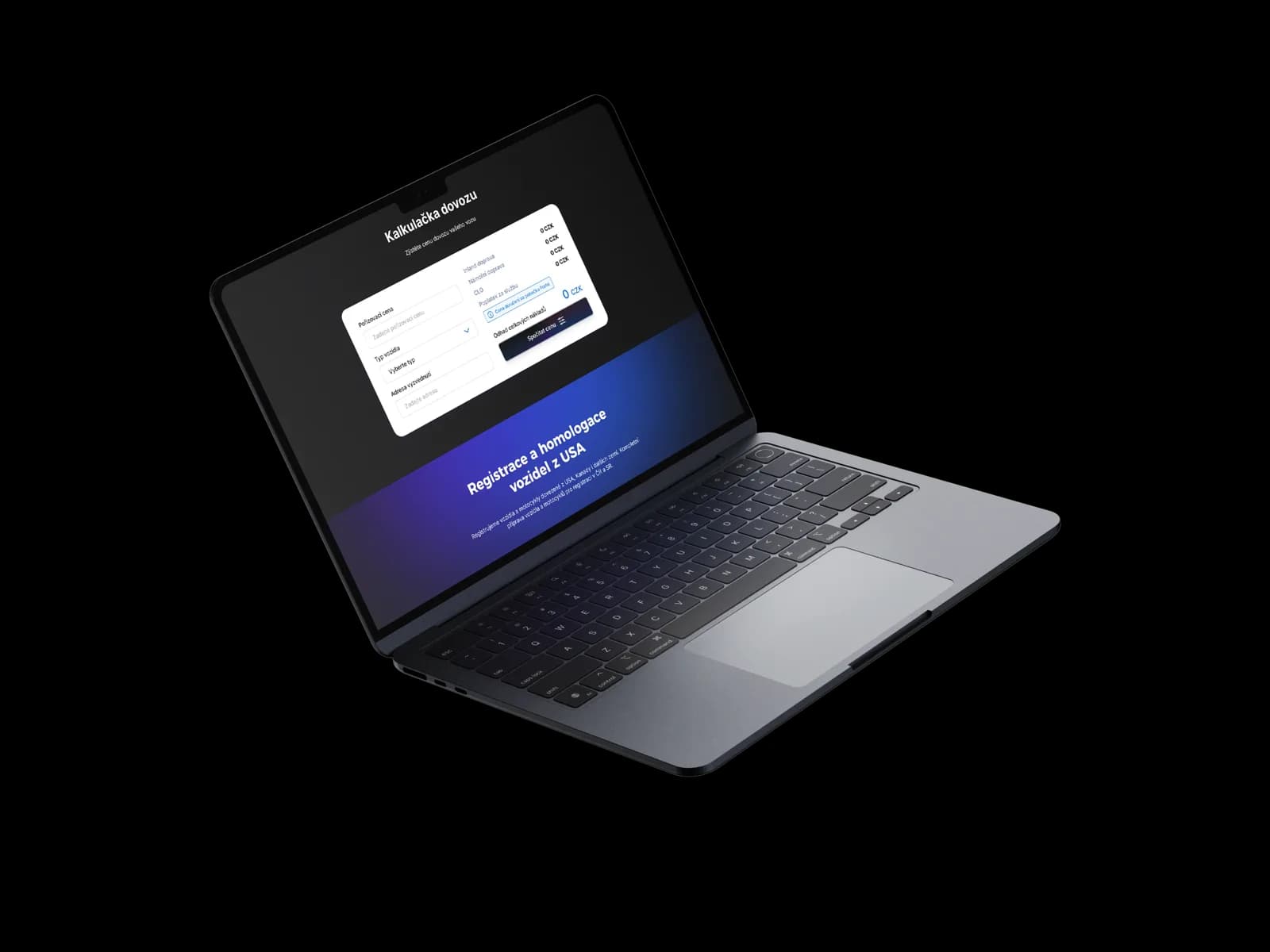 Přehled aukcí GetCars na notebooku